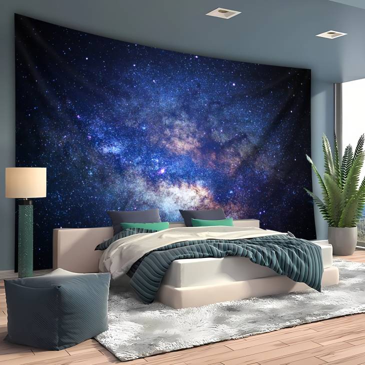 Stellar Scintillation Landscape Tapestry - Ultra Large Polyester Wall Hanging for Living Room, Bedroom, Office, and Party Decor with Free Hanging Clips - Image 8