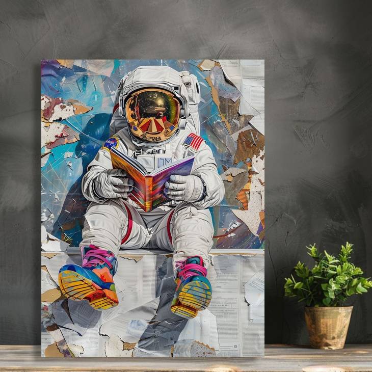 Astronaut Reading Book Canvas Art - High-Quality Wooden Framed Wall Decor, Perfect for Living Room, Bedroom, Kitchen - Unique Home Gift Idea - Image 6