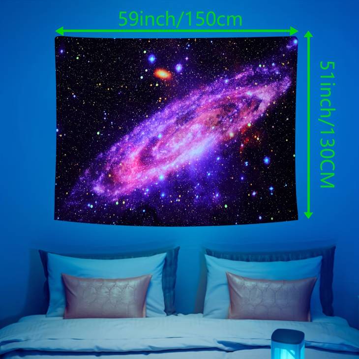 1pc Glow in the Dark Cosmic Planet Starry Night Tapestry - Peach Skin Velvet Wall Hanging for Bedroom, Living Room, Office, and Home Decor - Image 6