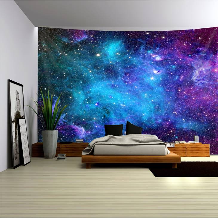 1pc Super Large Size Galaxy and Starry Sky Tapestry, Landscape Polyster Tapestry, Wall Hanging For  Living Room Bedroom Office Home Decor/Room Decor/Party Deco, Live Streaming Background, With Free Installation Package - Image 7