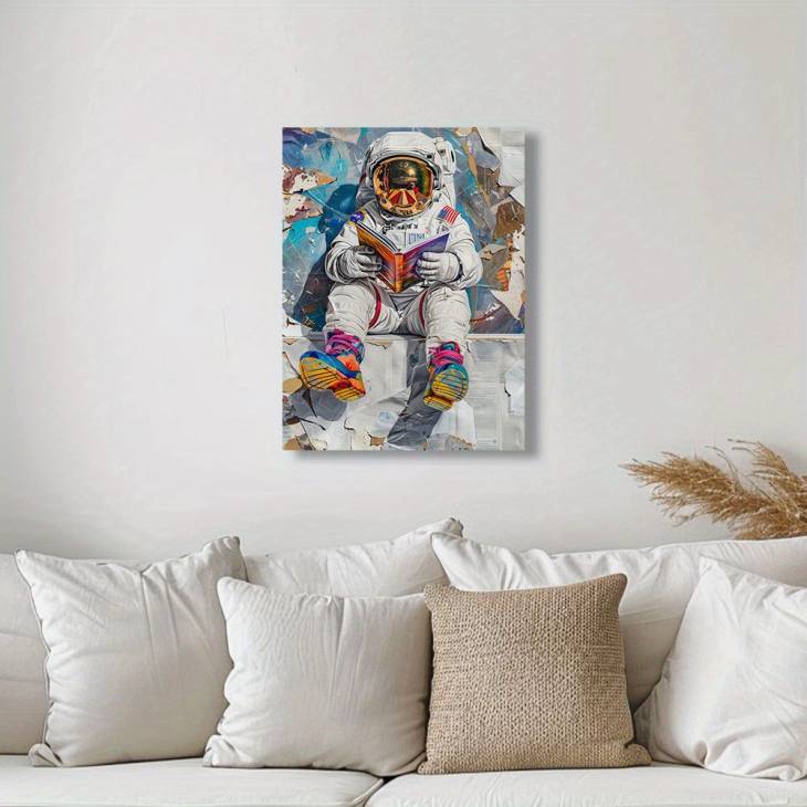 Astronaut Reading Book Canvas Art - High-Quality Wooden Framed Wall Decor, Perfect for Living Room, Bedroom, Kitchen - Unique Home Gift Idea - Image 5