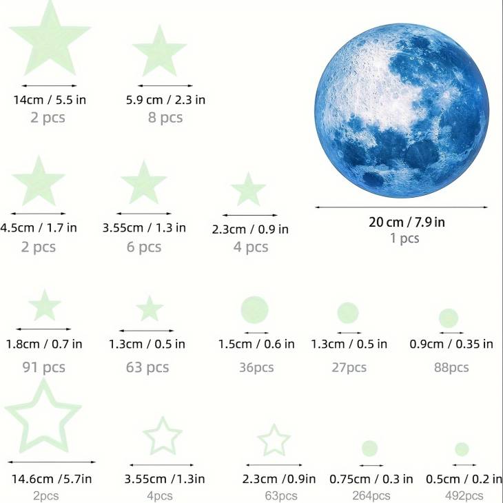 1008Pcs Glow In The Dark Stars, Glow In The Dark Moon For Ceiling Planets Space Wall Stickers Solar System Galaxy Wall Decals For Kids Boys Bedroom Living Room Decoration -Blue - Image 6