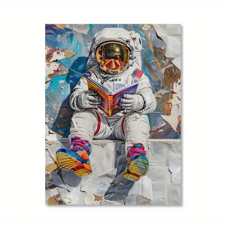 Astronaut Reading Book Canvas Art - High-Quality Wooden Framed Wall Decor, Perfect for Living Room, Bedroom, Kitchen - Unique Home Gift Idea - Image 3