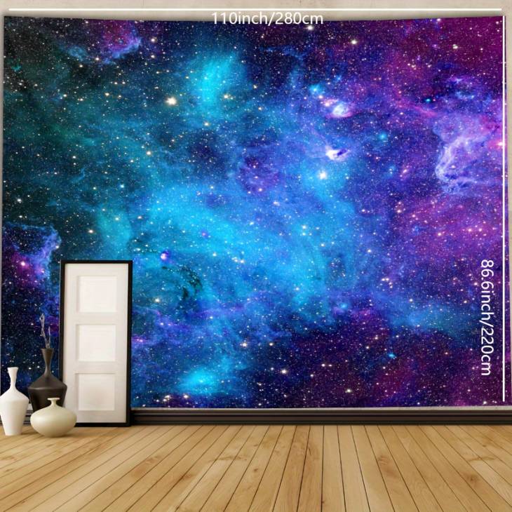 1pc Super Large Size Galaxy and Starry Sky Tapestry, Landscape Polyster Tapestry, Wall Hanging For  Living Room Bedroom Office Home Decor/Room Decor/Party Deco, Live Streaming Background, With Free Installation Package - Image 9