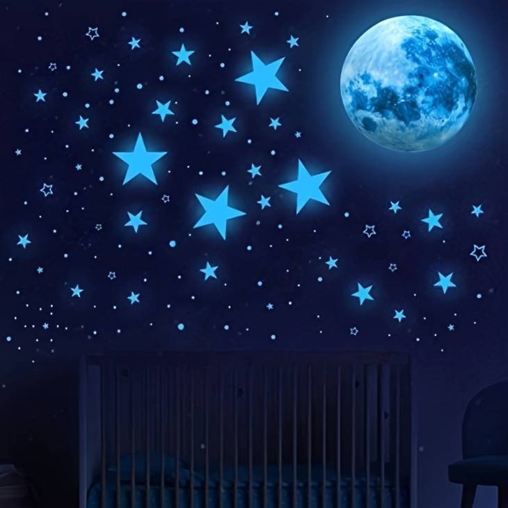 1008Pcs Glow In The Dark Stars, Glow In The Dark Moon For Ceiling Planets Space Wall Stickers Solar System Galaxy Wall Decals For Kids Boys Bedroom Living Room Decoration -Blue - Image 3