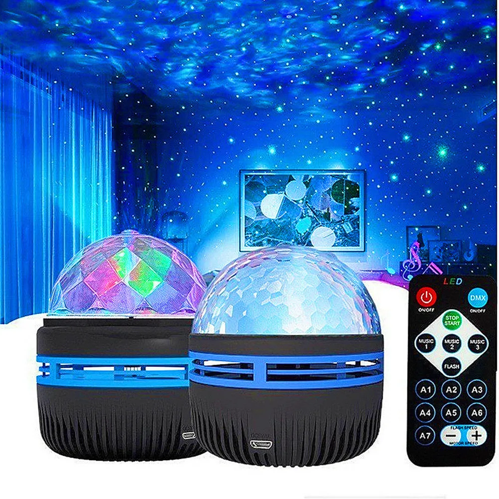 USB Galaxy Projector Aurora 5V Night Light 360° Rotating GB Colorful NightLights with Remote Control for Home Theater Room Deco