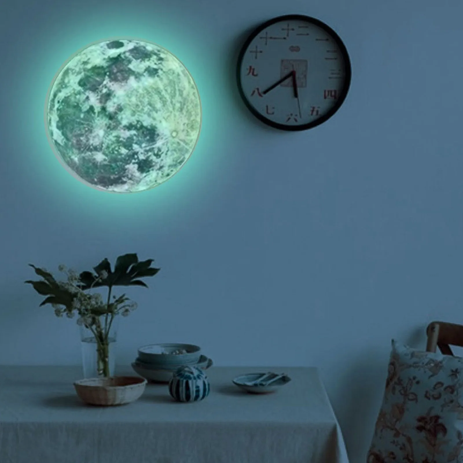 Large Moon Fluorescent Wall Sticker 5-20cm Removable Glow In The Dark Sticker Wall Sticker Kids Room Decoration Home Decor
