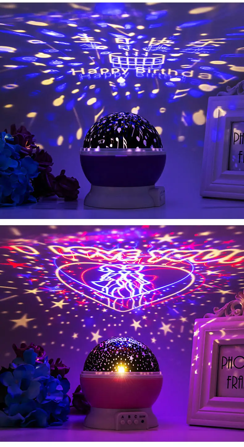 Night Lamp Projector Starry Sky Night Light Projector Baby Lamp Decor Rotating Starry Nursery Moon Galaxy Projector Table Light