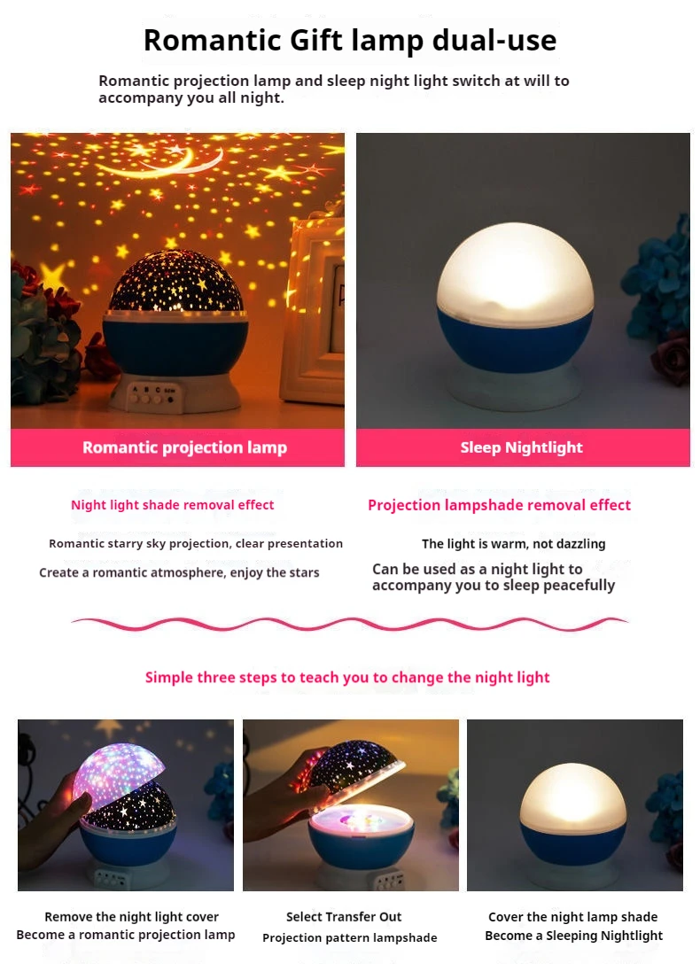 Night Lamp Projector Starry Sky Night Light Projector Baby Lamp Decor Rotating Starry Nursery Moon Galaxy Projector Table Light