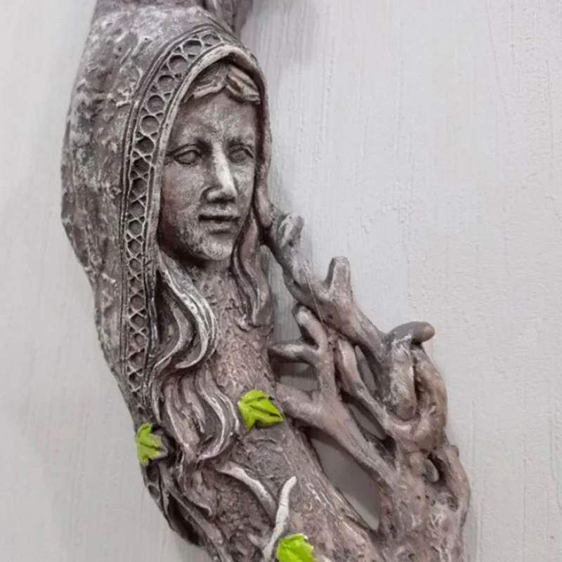 Celtic Sacred Moon Triple Goddess Mother Maiden Crone Wall Hanging Mirror With Pentagram Amulet Pendant Plaque Decor