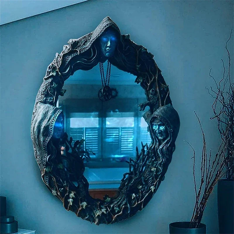 Celtic Sacred Moon Triple Goddess Mother Maiden Crone Wall Hanging Mirror With Pentagram Amulet Pendant Plaque Decor - Image 2