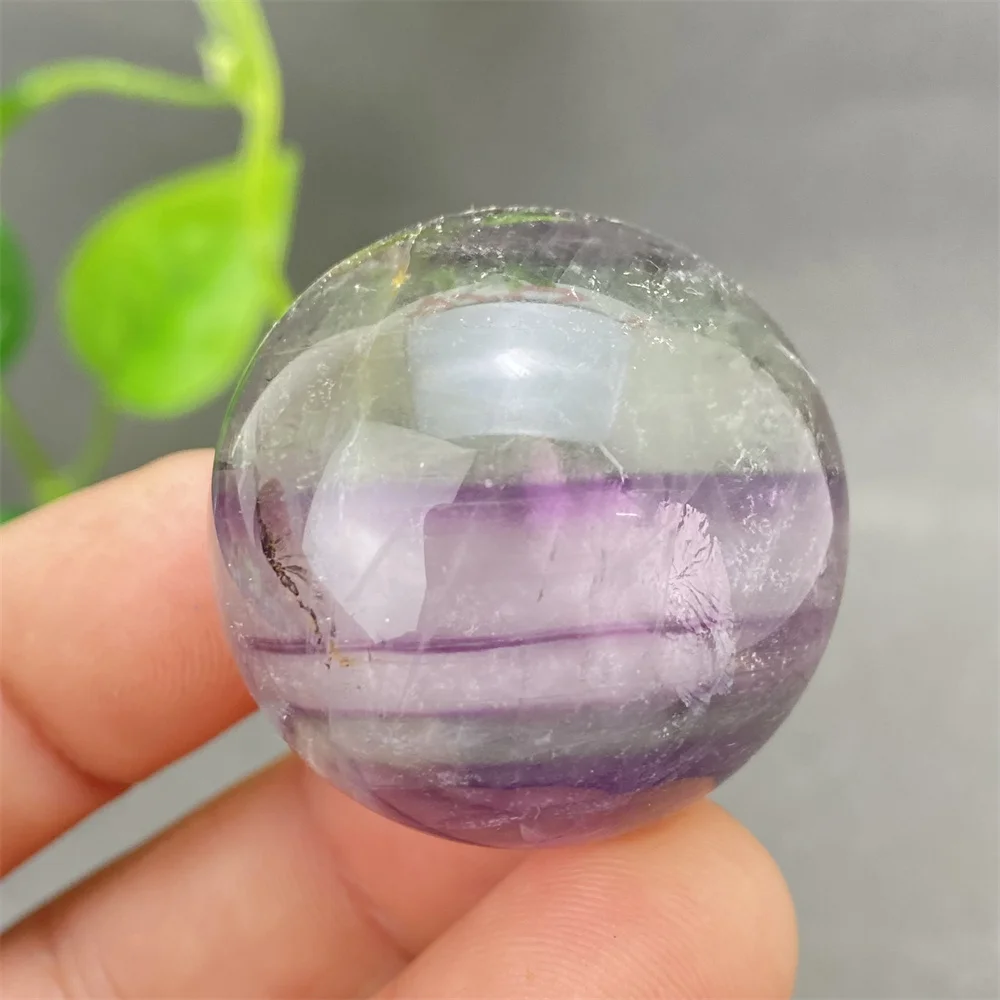 Natural Colorful Feather Fluorite Crystal Ball Hand Polished Yoga Meditation Fitness Ball Home Decoration+Base