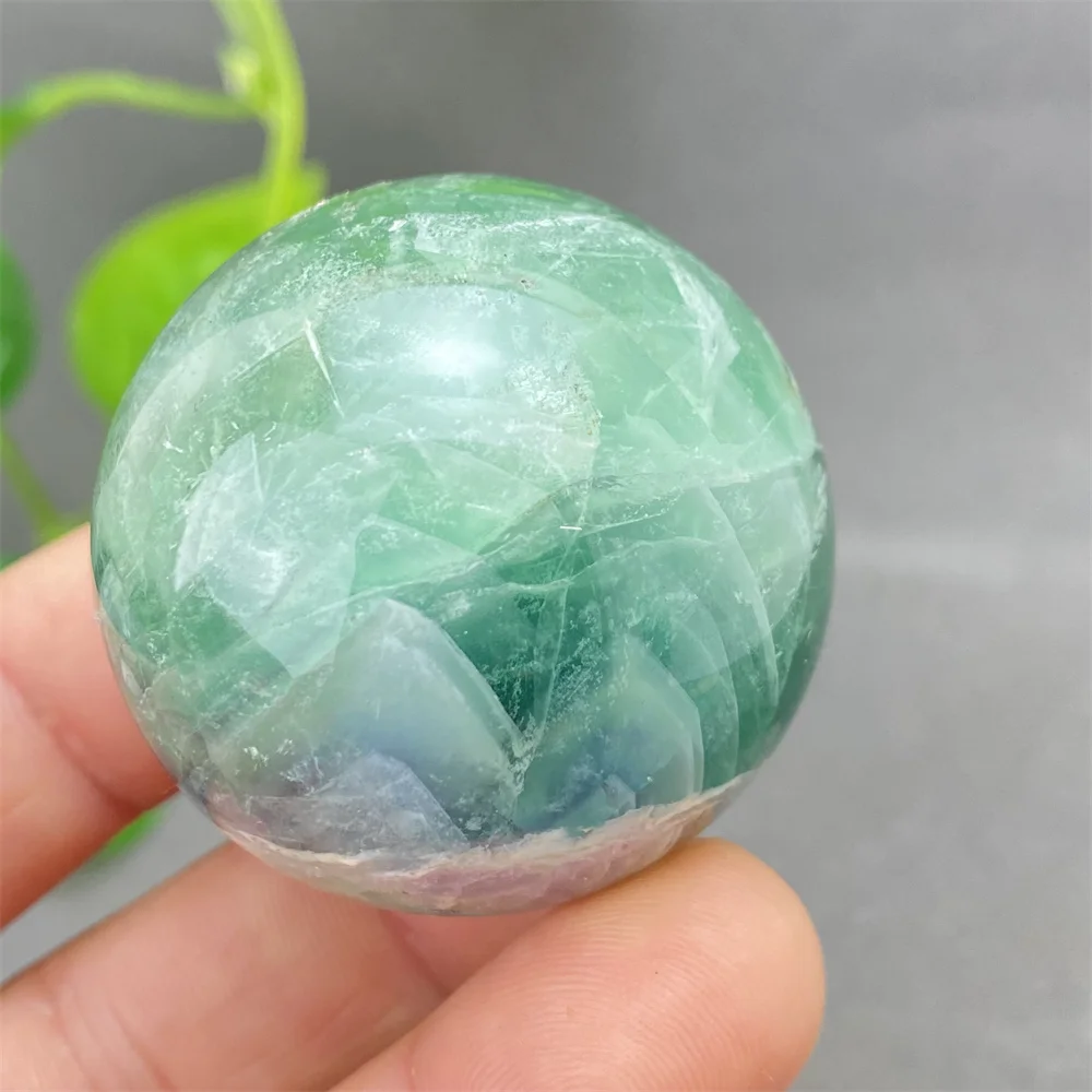 Natural Colorful Feather Fluorite Crystal Ball Hand Polished Yoga Meditation Fitness Ball Home Decoration+Base