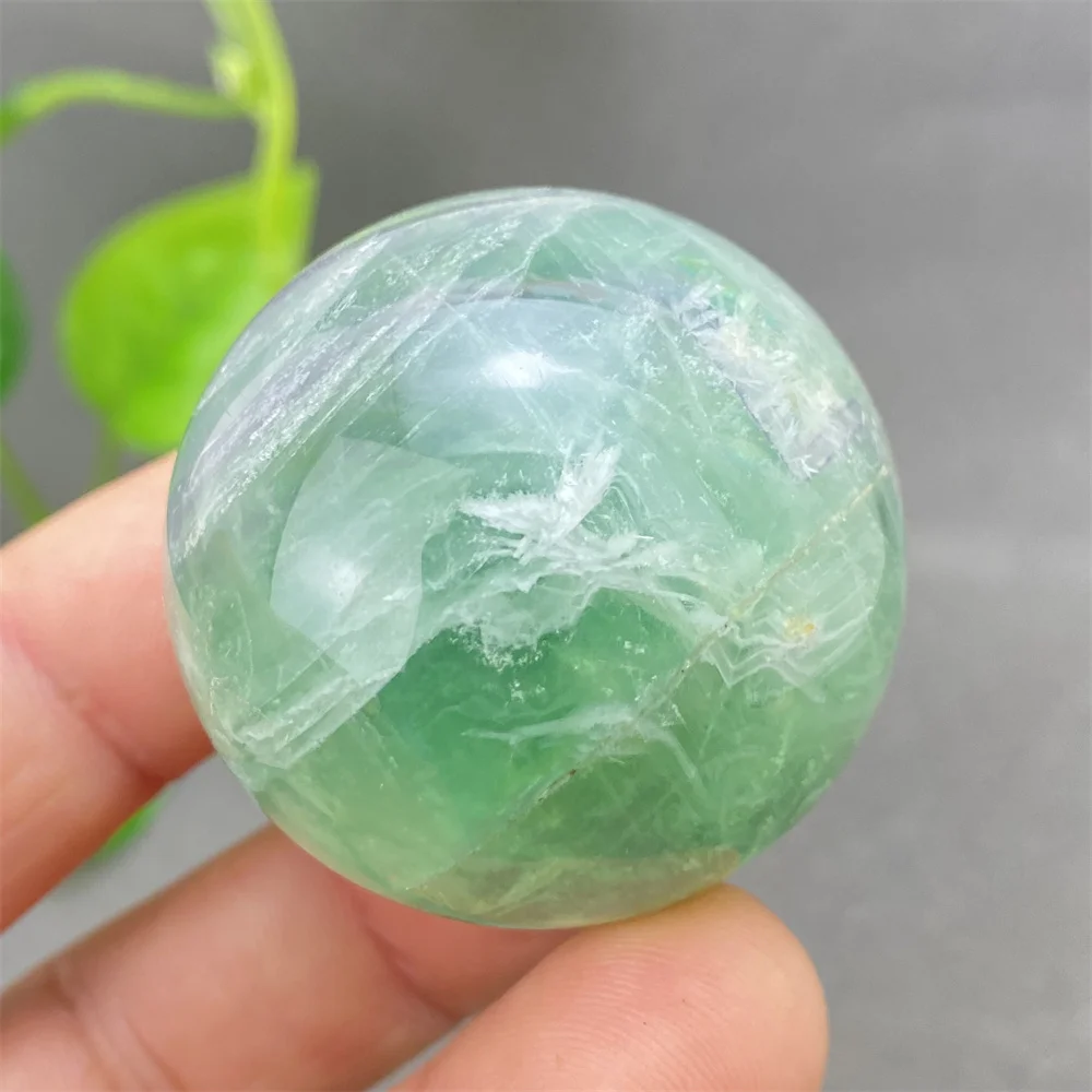 Natural Colorful Feather Fluorite Crystal Ball Hand Polished Yoga Meditation Fitness Ball Home Decoration+Base