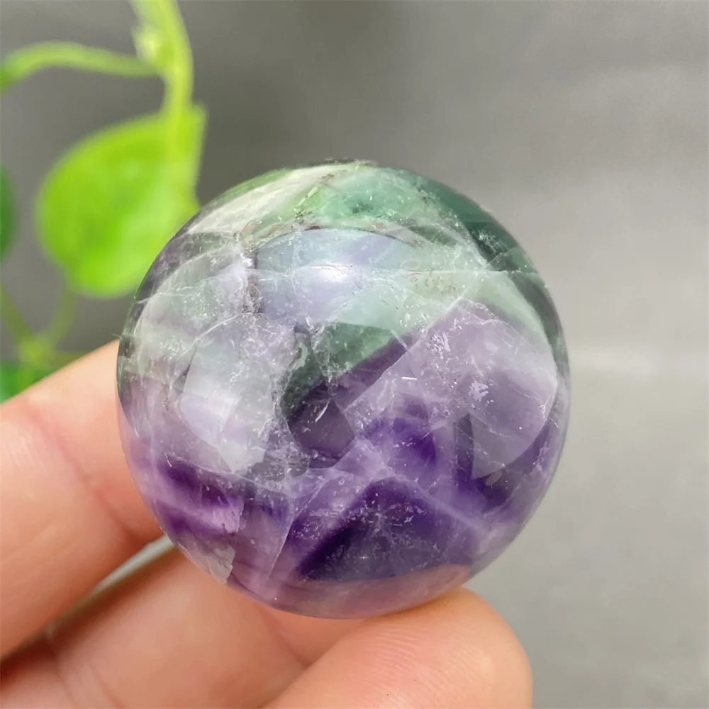 Natural Colorful Feather Fluorite Crystal Ball Hand Polished Yoga Meditation Fitness Ball Home Decoration+Base