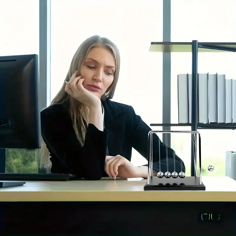 Classic Newtons Cradle Metal Desktop Ornament Black White Sphere Office Home Decor Desk Decoration for Living Room Bedroom Study Classic Newtons Cradle Metal Desktop Ornament Black White Sphere Office Home Decor Desk Decoration for Living Room Bedroom Study