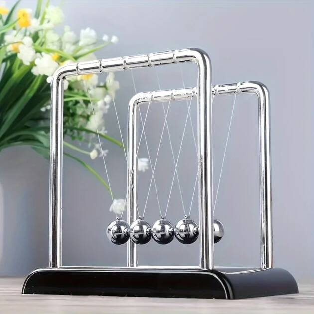 Classic Newtons Cradle Metal Desktop Ornament Black White Sphere Office Home Decor Desk Decoration for Living Room Bedroom Study