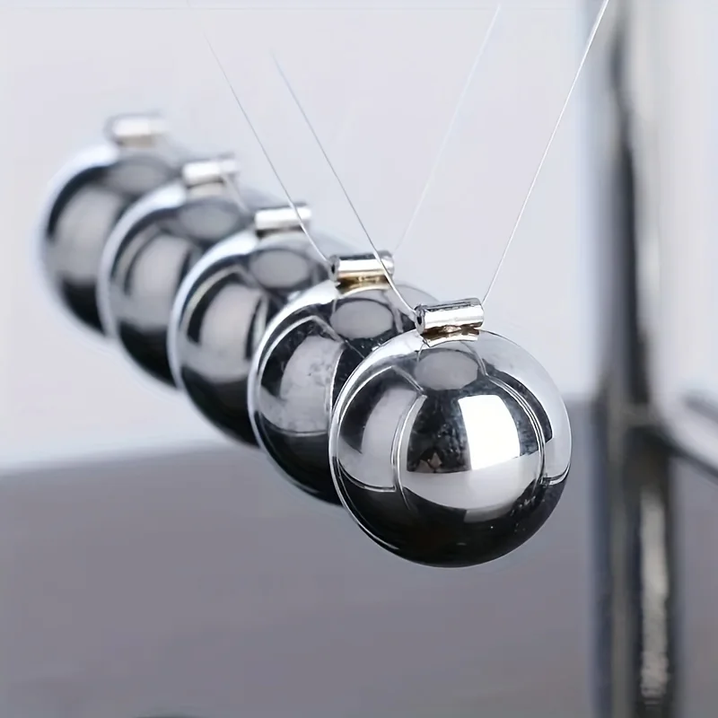 Classic Newtons Cradle Metal Desktop Ornament Black White Sphere Office Home Decor Desk Decoration for Living Room Bedroom Study - Image 4