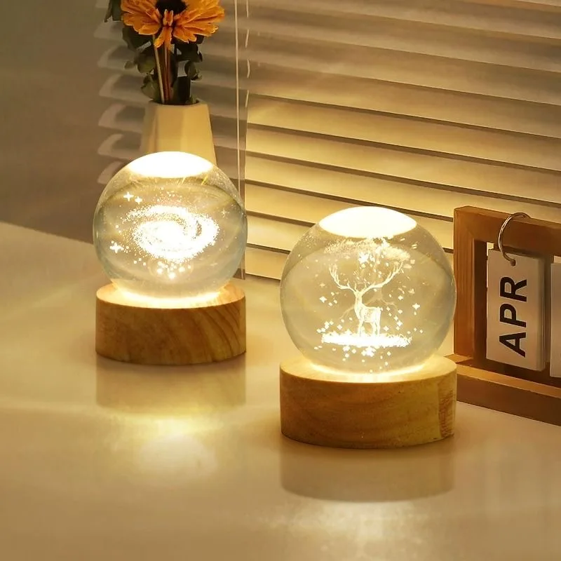 6cm Crystal Ball 3D Glass Ornaments Solar System Luminous Wooden Base Home Decoration Christmas Gift Night Light Crystal Light 6cm Crystal Ball 3D Glass Ornaments Solar System Luminous Wooden Base Home Decoration Christmas Gift Night Light Crystal Light