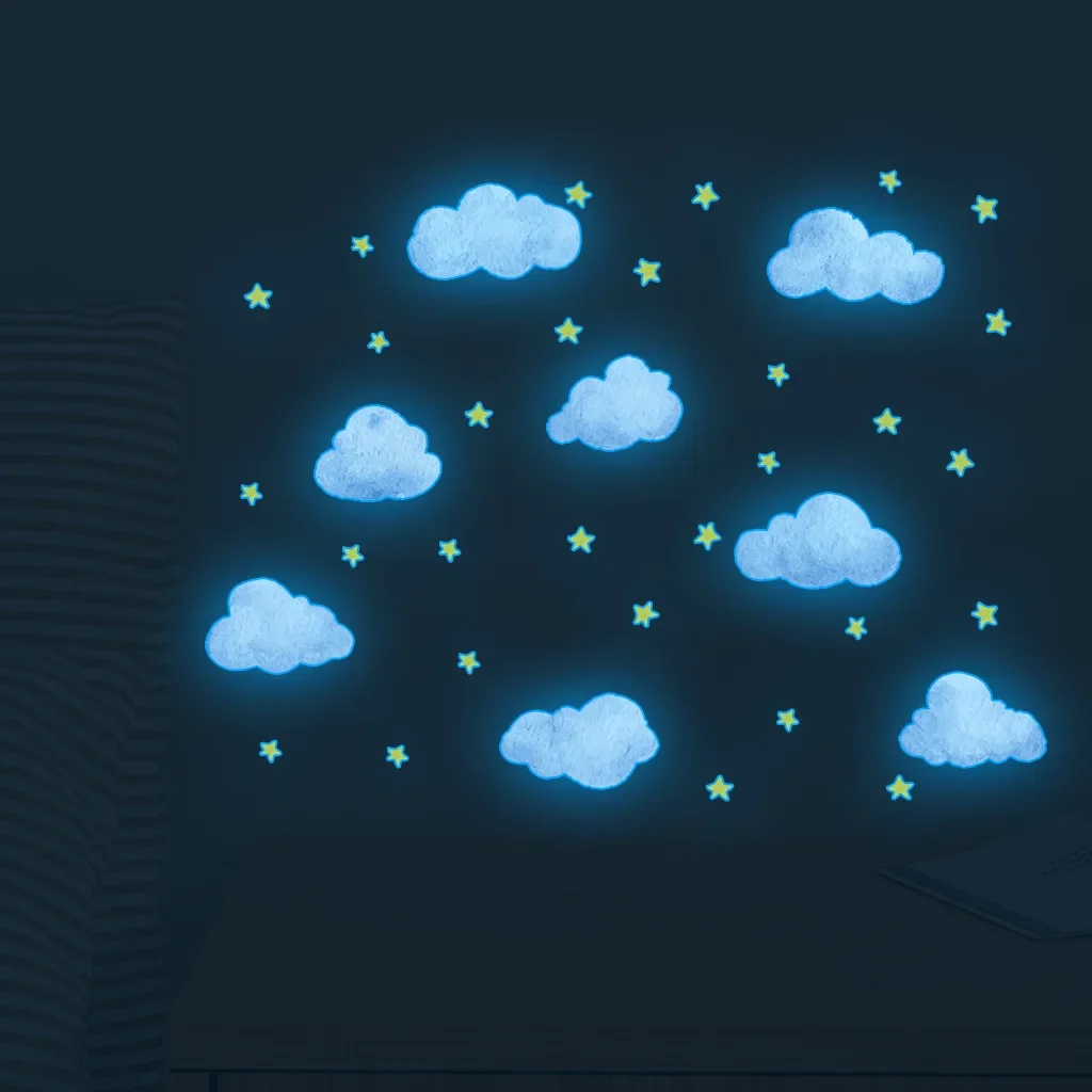 Clouds Cute Stars Luminous Beautify Stickers Children's Room Decoration Cartoon Stickers Home Decoration Stickers Posters