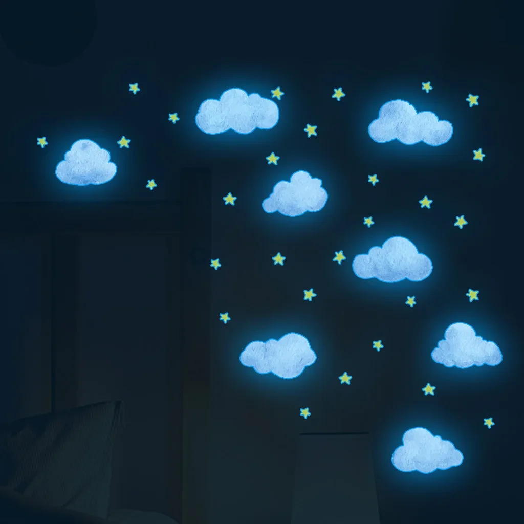 Clouds Cute Stars Luminous Beautify Stickers Children's Room Decoration Cartoon Stickers Home Decoration Stickers Posters