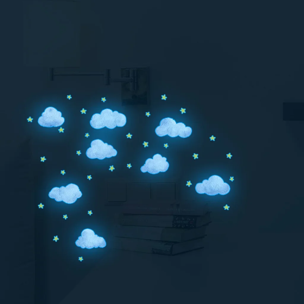 Clouds Cute Stars Luminous Beautify Stickers Children's Room Decoration Cartoon Stickers Home Decoration Stickers Posters