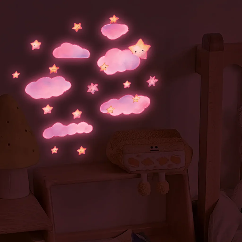 Clouds Cute Stars Luminous Beautify Stickers Children's Room Decoration Cartoon Stickers Home Decoration Stickers Posters