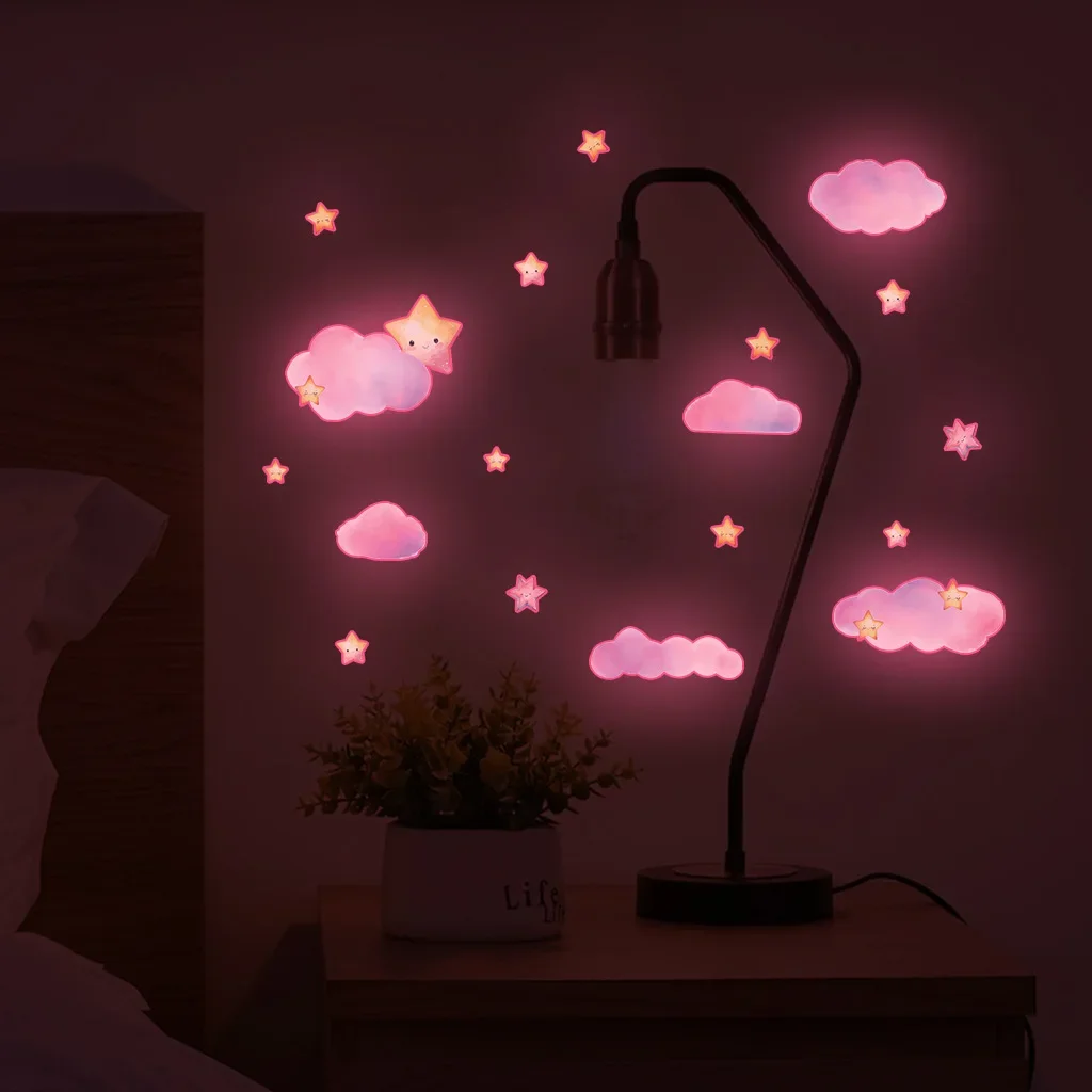 Clouds Cute Stars Luminous Beautify Stickers Children's Room Decoration Cartoon Stickers Home Decoration Stickers Posters