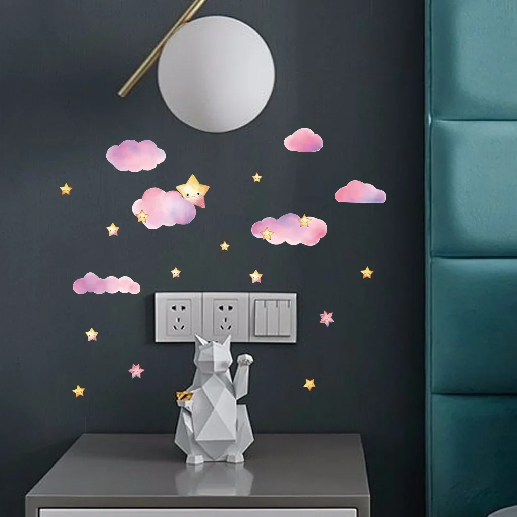 Clouds Cute Stars Luminous Beautify Stickers Children's Room Decoration Cartoon Stickers Home Decoration Stickers Posters