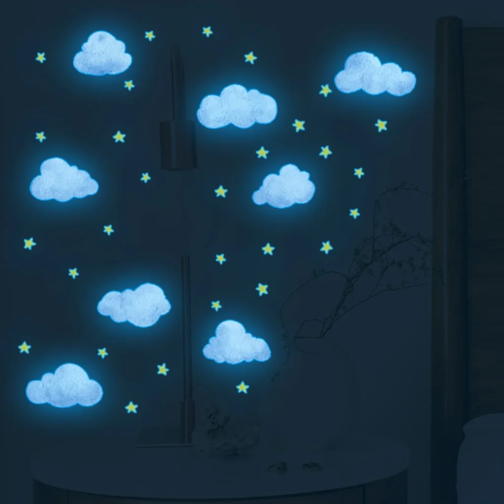 Clouds Cute Stars Luminous Beautify Stickers Children's Room Decoration Cartoon Stickers Home Decoration Stickers Posters