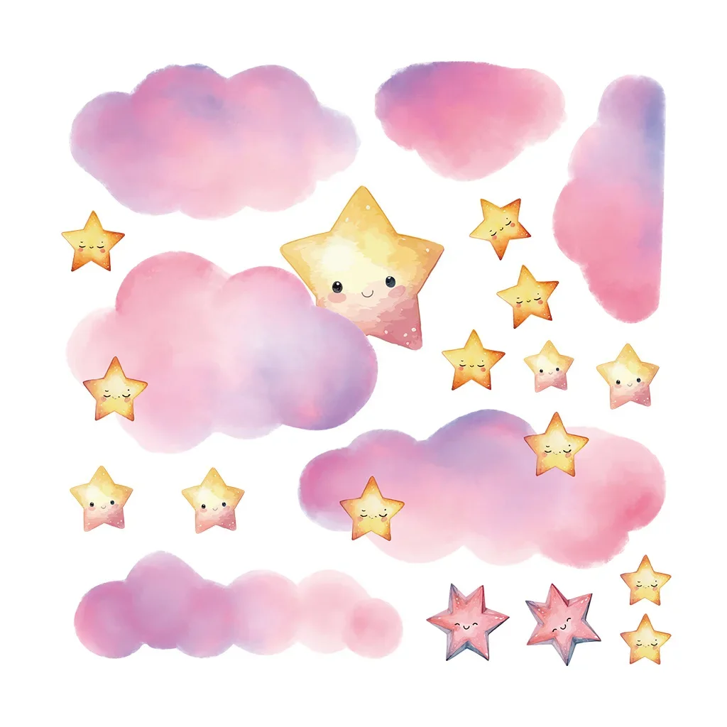 Clouds Cute Stars Luminous Beautify Stickers Children's Room Decoration Cartoon Stickers Home Decoration Stickers Posters