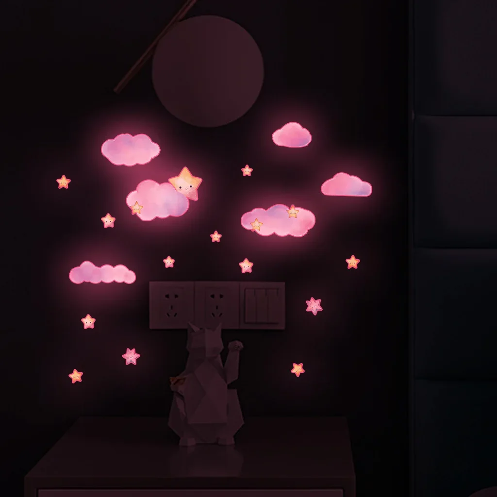 Clouds Cute Stars Luminous Beautify Stickers Children's Room Decoration Cartoon Stickers Home Decoration Stickers Posters