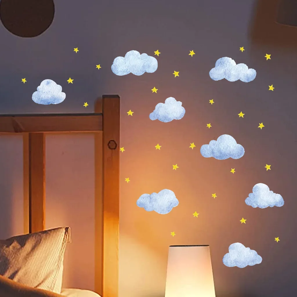Clouds Cute Stars Luminous Beautify Stickers Children's Room Decoration Cartoon Stickers Home Decoration Stickers Posters