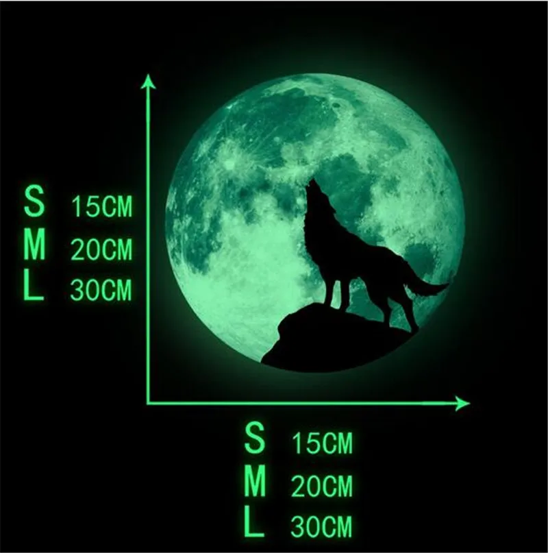 Luminous Moon Wolf Wall Sticker Glass Decoration Painting Home decor wall decals poster