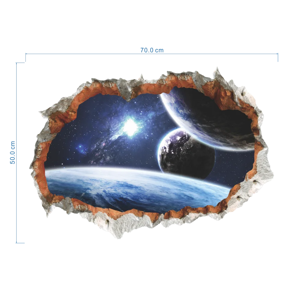 Outer Space Star Galaxy Wall Stickers 3D Vivid Broken Wall Decals Poster Nursery Mural Living Room Bedroom Home Decor sticker Outer Space Star Galaxy Wall Stickers 3D Vivid Broken Wall Decals Poster Nursery Mural Living Room Bedroom Home Decor sticker