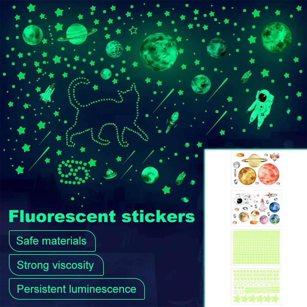 2025 New Luminous 3D Stars Creative Wall Stickers Modern Wall Art Glowing Planet Spaceship Wall Decals DIY Kids Room Decor 2025 New Luminous 3D Stars Creative Wall Stickers Modern Wall Art Glowing Planet Spaceship Wall Decals DIY Kids Room Decor