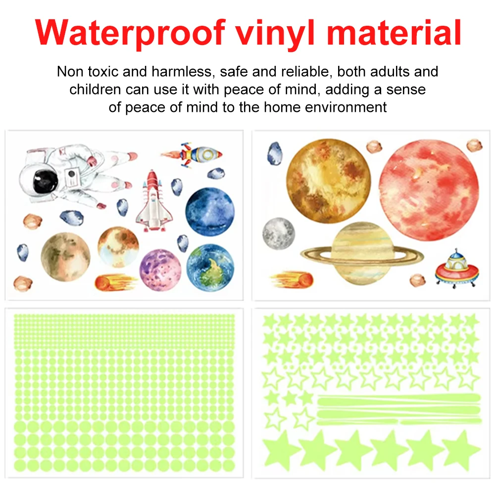 2025 New Luminous 3D Stars Creative Wall Stickers Modern Wall Art Glowing Planet Spaceship Wall Decals DIY Kids Room Decor 2025 New Luminous 3D Stars Creative Wall Stickers Modern Wall Art Glowing Planet Spaceship Wall Decals DIY Kids Room Decor