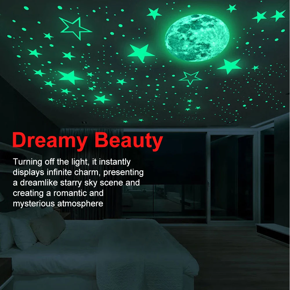 2025 New Luminous 3D Stars Creative Wall Stickers Modern Wall Art Glowing Planet Spaceship Wall Decals DIY Kids Room Decor 2025 New Luminous 3D Stars Creative Wall Stickers Modern Wall Art Glowing Planet Spaceship Wall Decals DIY Kids Room Decor