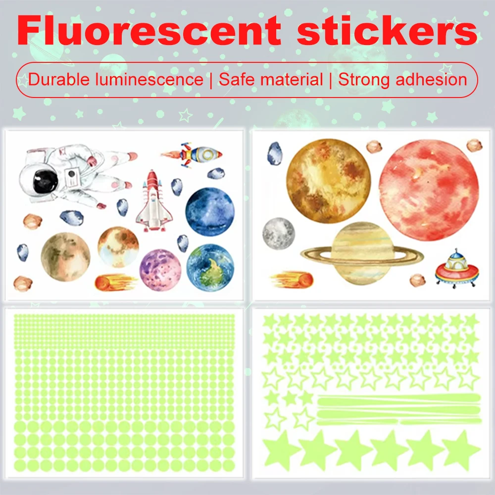 2025 New Luminous 3D Stars Creative Wall Stickers Modern Wall Art Glowing Planet Spaceship Wall Decals DIY Kids Room Decor 2025 New Luminous 3D Stars Creative Wall Stickers Modern Wall Art Glowing Planet Spaceship Wall Decals DIY Kids Room Decor