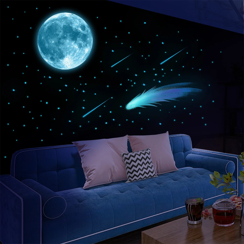 2025 New Luminous 3D Stars Creative Wall Stickers Modern Wall Art Glowing Planet Spaceship Wall Decals DIY Kids Room Decor 2025 New Luminous 3D Stars Creative Wall Stickers Modern Wall Art Glowing Planet Spaceship Wall Decals DIY Kids Room Decor