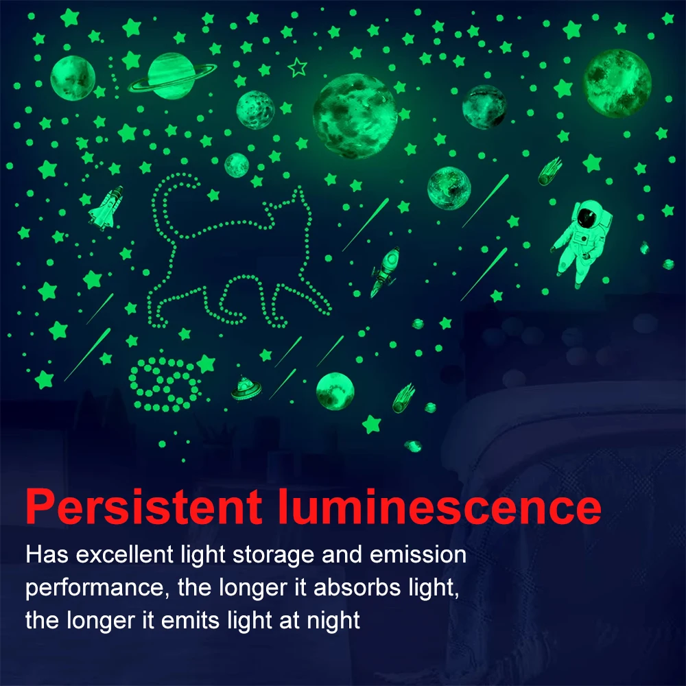 2025 New Luminous 3D Stars Creative Wall Stickers Modern Wall Art Glowing Planet Spaceship Wall Decals DIY Kids Room Decor 2025 New Luminous 3D Stars Creative Wall Stickers Modern Wall Art Glowing Planet Spaceship Wall Decals DIY Kids Room Decor