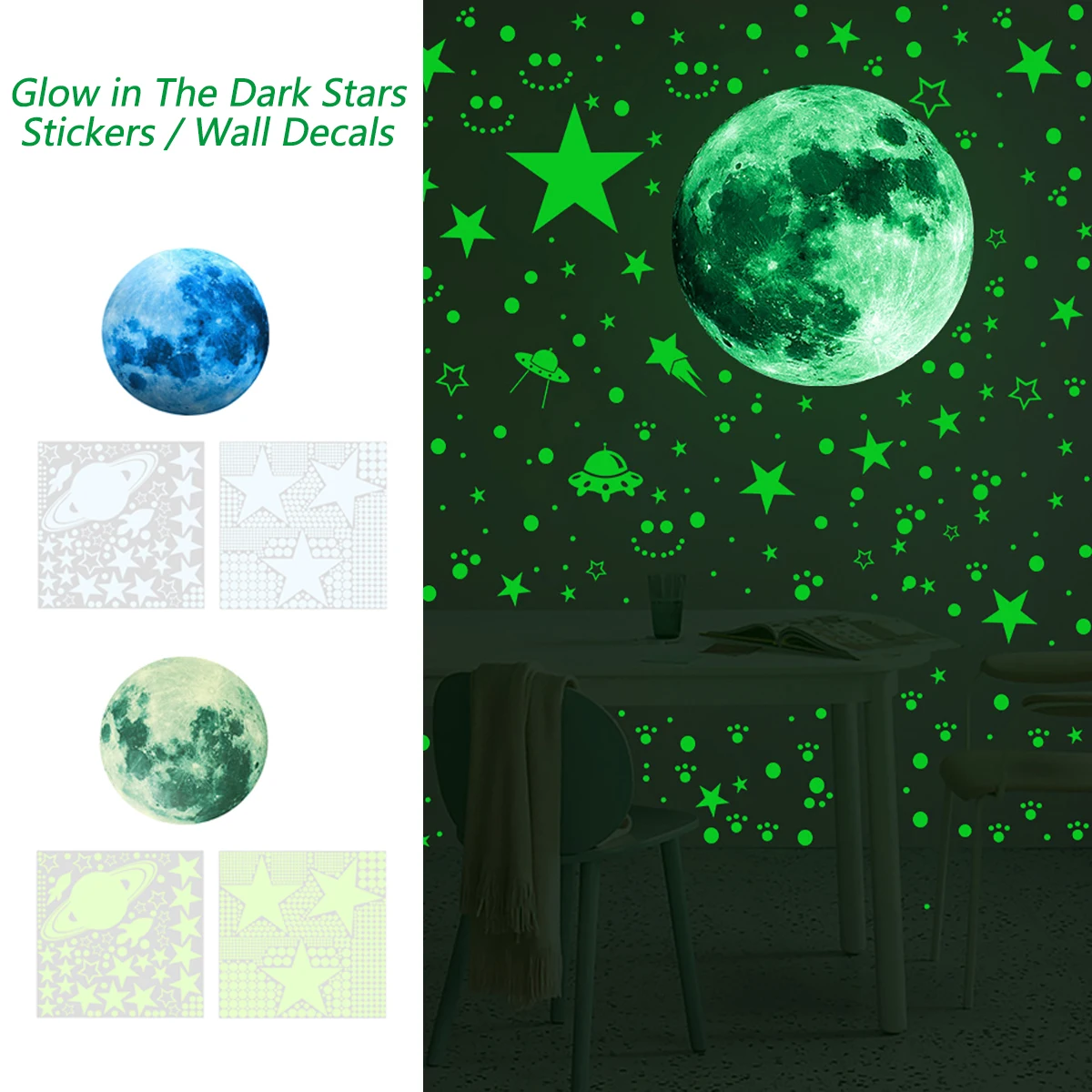 947Pcs Glow in The Dark Stars Stickers Luminous Moon Planet Spaceship Wall Decals Fluorescent Star Ceiling Sticker for Home 947Pcs Glow in The Dark Stars Stickers Luminous Moon Planet Spaceship Wall Decals Fluorescent Star Ceiling Sticker for Home