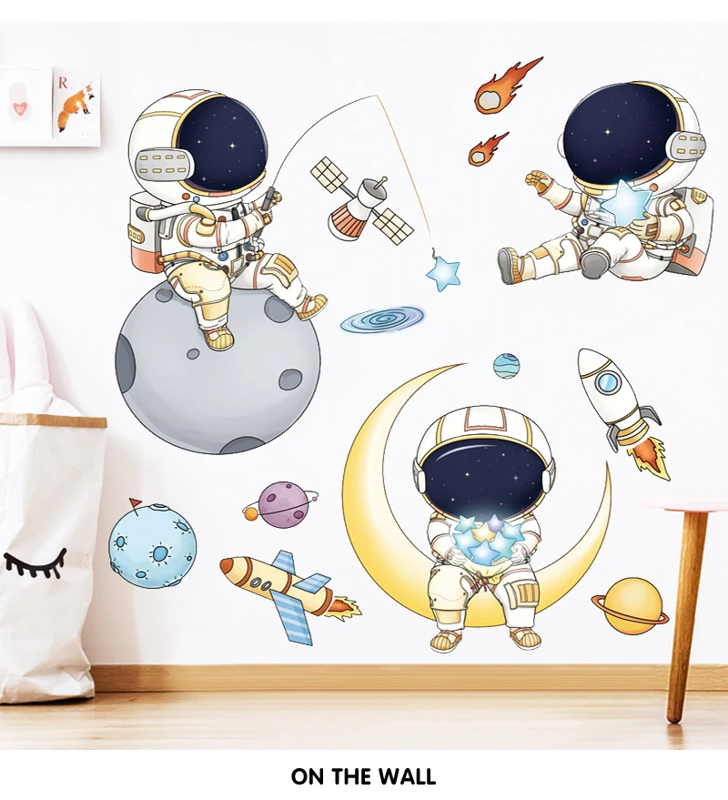 Cartoon Astronaut Wall Stickers For Kids Rooms Creative Outer Space Child Bedroom Self-adhesive Home Wall Decor Vinyl Sticker Cartoon Astronaut Wall Stickers For Kids Rooms Creative Outer Space Child Bedroom Self-adhesive Home Wall Decor Vinyl Sticker