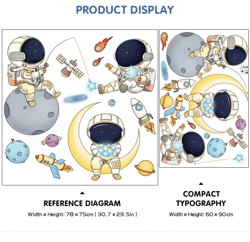 Cartoon Astronaut Wall Stickers For Kids Rooms Creative Outer Space Child Bedroom Self-adhesive Home Wall Decor Vinyl Sticker Cartoon Astronaut Wall Stickers For Kids Rooms Creative Outer Space Child Bedroom Self-adhesive Home Wall Decor Vinyl Sticker