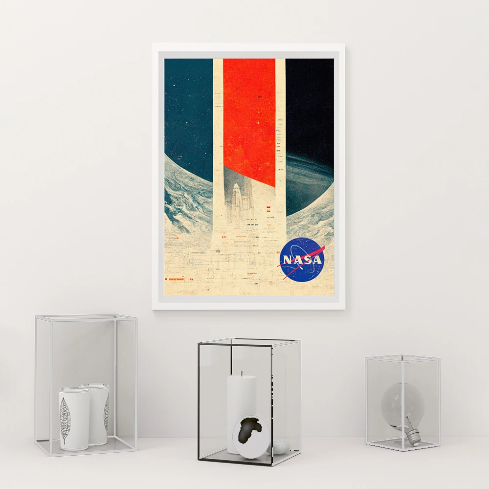 NASA Mid Century Modern Abstract Poster Vintage Space Prints Canvas Painting NASA Wall Art Pictures Home Living Room Decoration