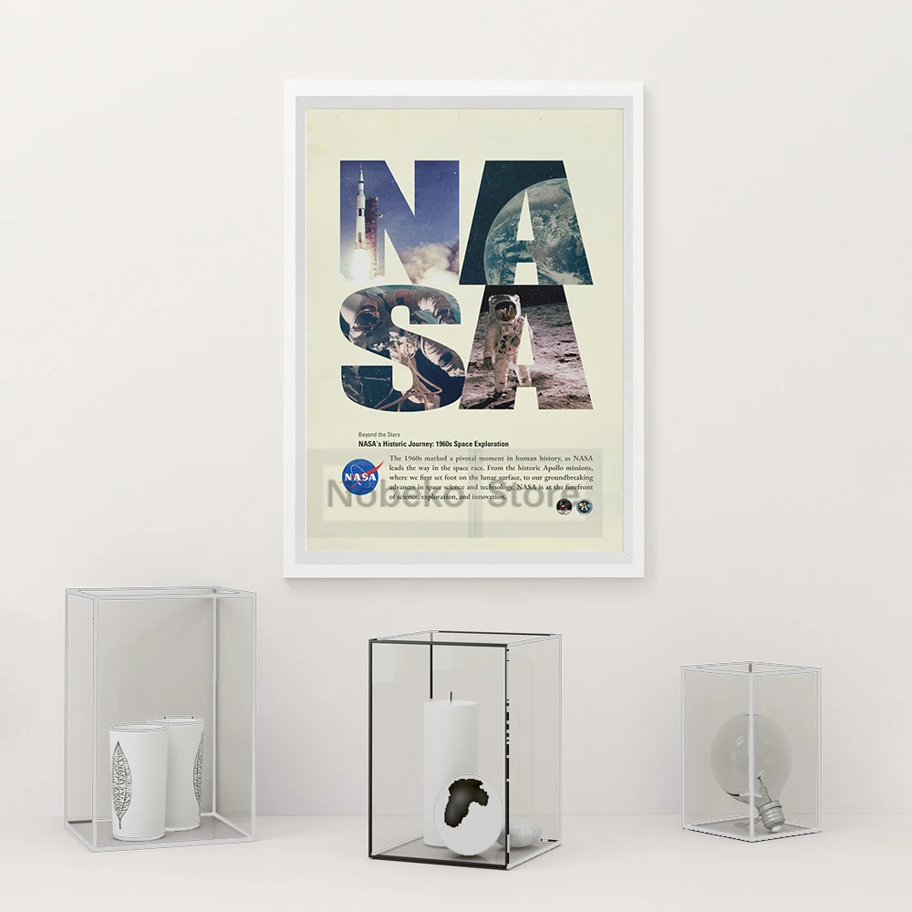 NASA Mid Century Modern Abstract Poster Vintage Space Prints Canvas Painting NASA Wall Art Pictures Home Living Room Decoration