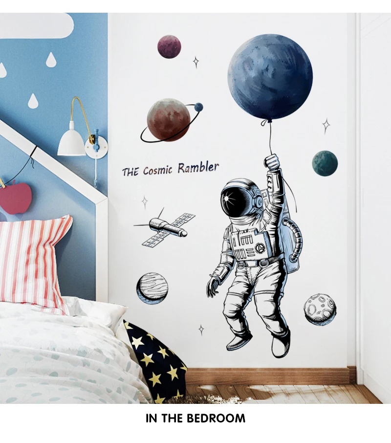 Space Theme Astronaut Wall Sticker Dormitory Living Room Wall Decor Self-adhesive Bedroom 3d Kids Room Decoration Home Decor Space Theme Astronaut Wall Sticker Dormitory Living Room Wall Decor Self-adhesive Bedroom 3d Kids Room Decoration Home Decor