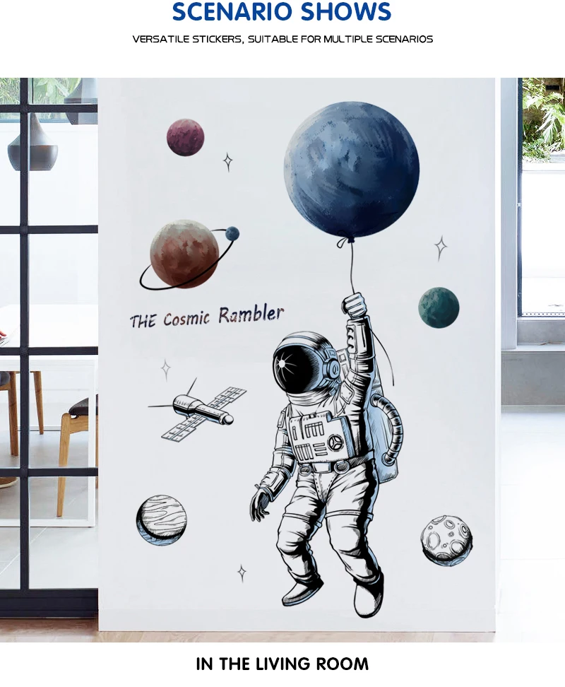Space Theme Astronaut Wall Sticker Dormitory Living Room Wall Decor Self-adhesive Bedroom 3d Kids Room Decoration Home Decor Space Theme Astronaut Wall Sticker Dormitory Living Room Wall Decor Self-adhesive Bedroom 3d Kids Room Decoration Home Decor