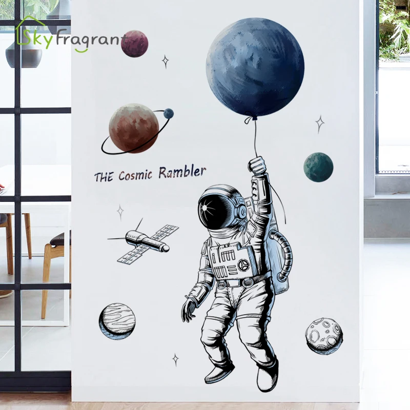 Space Theme Astronaut Wall Sticker Dormitory Living Room Wall Decor Self-adhesive Bedroom 3d Kids Room Decoration Home Decor - Image 6