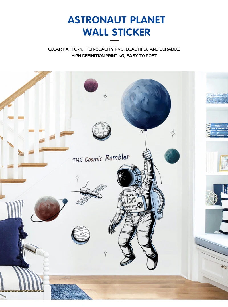 Space Theme Astronaut Wall Sticker Dormitory Living Room Wall Decor Self-adhesive Bedroom 3d Kids Room Decoration Home Decor Space Theme Astronaut Wall Sticker Dormitory Living Room Wall Decor Self-adhesive Bedroom 3d Kids Room Decoration Home Decor
